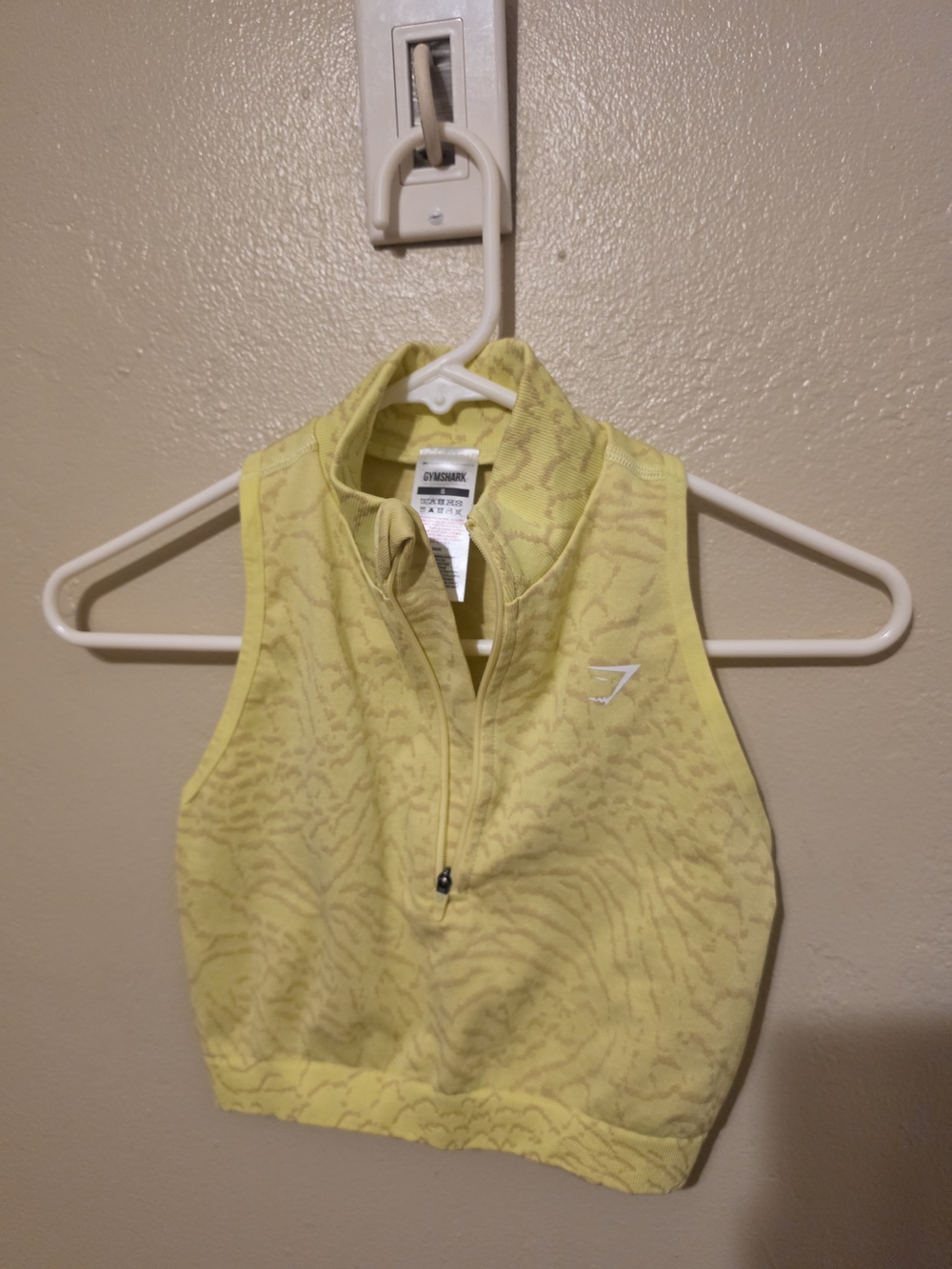 Gymshark Yellow Half-Zip Cropped Athletic Top